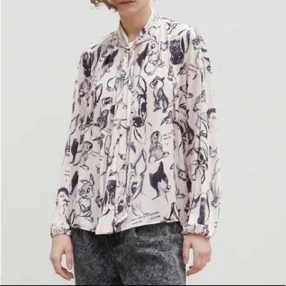 Zara x Disney tie neck blouse